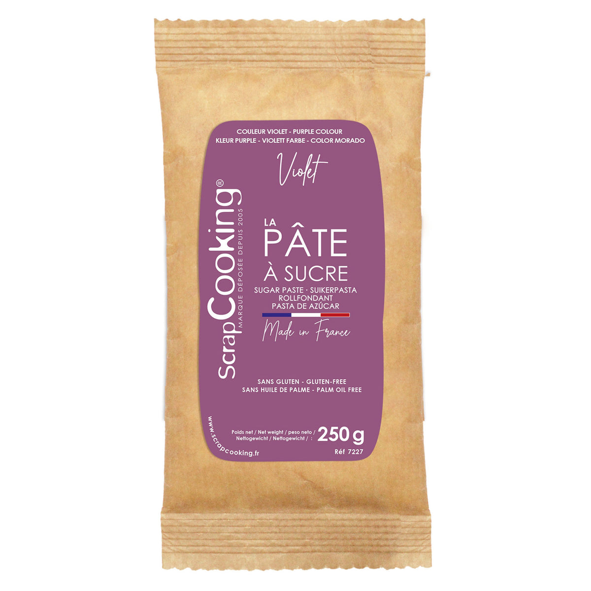 Pakke med 250 g lilla sukkerpasta fra ScrapCooking til dekoration af kager
