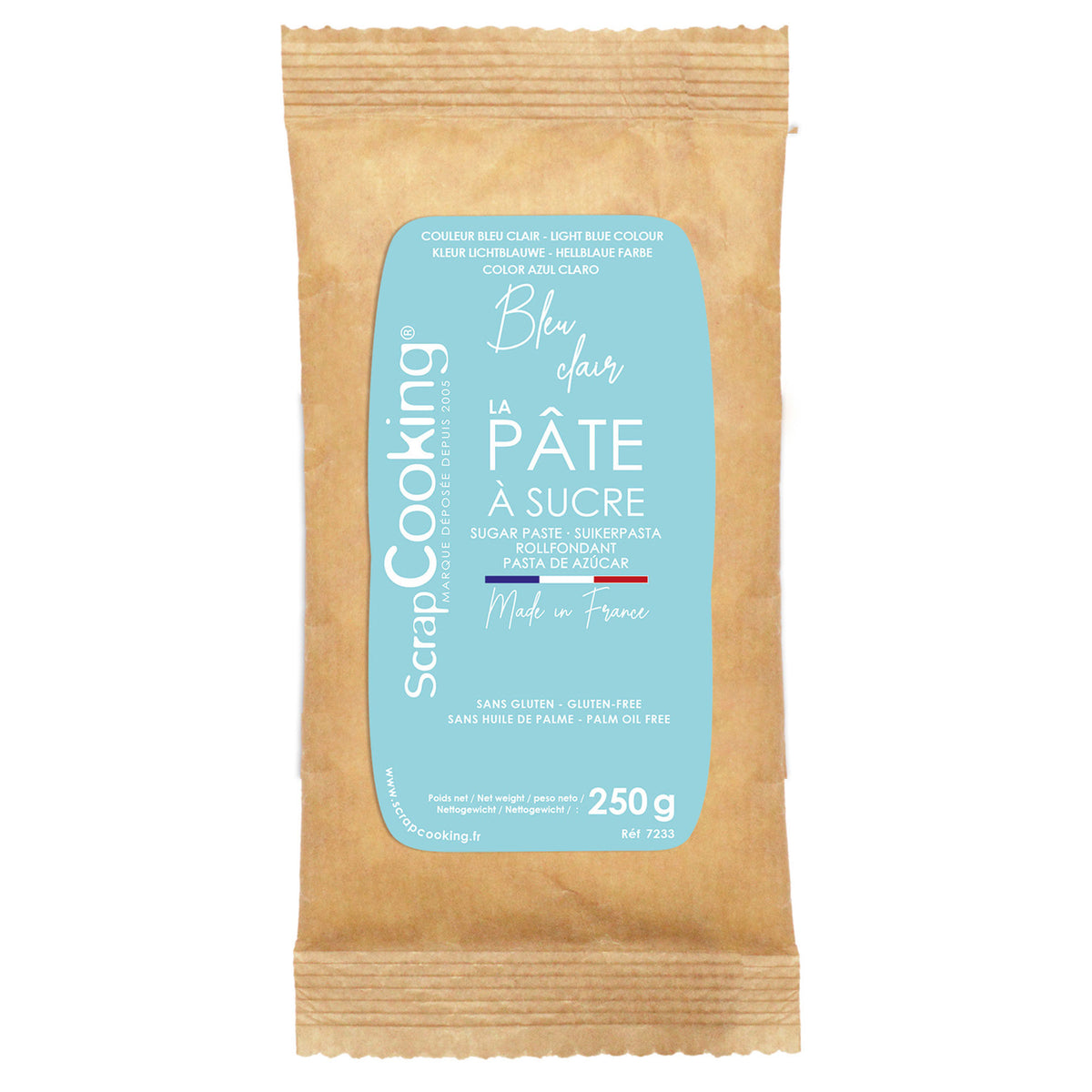 ScrapCooking fondant i lyseblå farve, pakning med 250 g til dekoration af bagværk