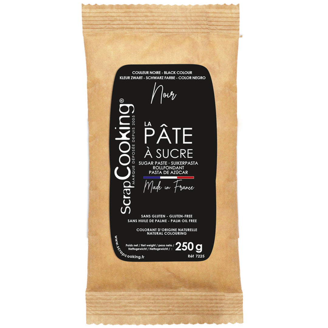 ScrapCooking sort sukkerpasta i pakke på 250 g til kagepynt