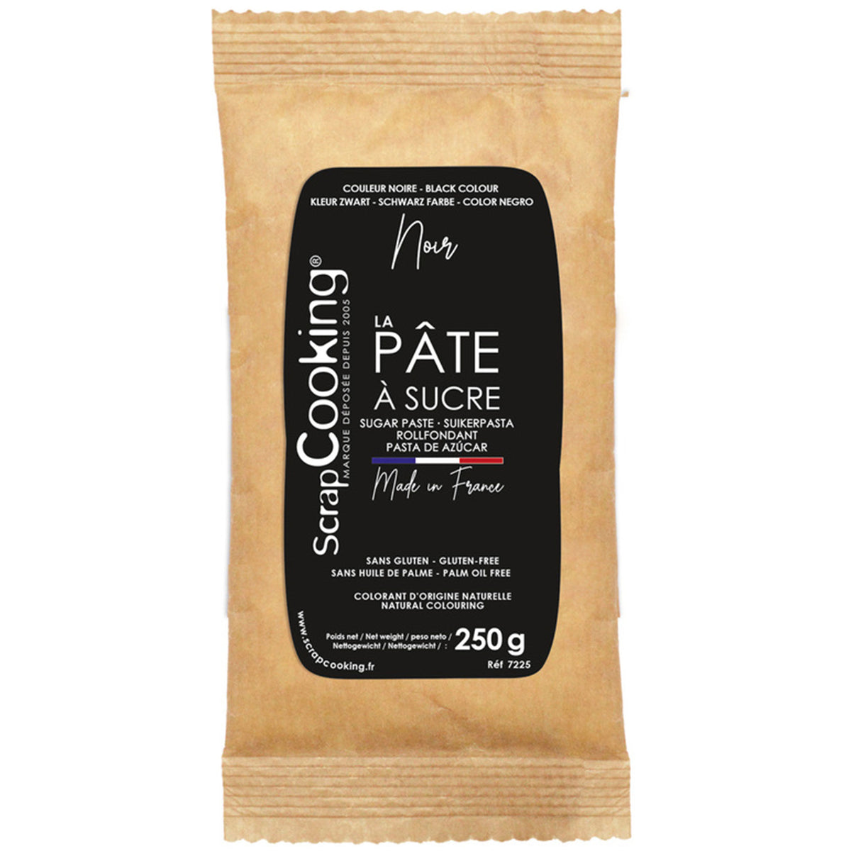 ScrapCooking sort sukkerpasta i pakke på 250 g til kagepynt