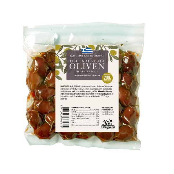 Produktbillede af Kalamata Oliven M/krydderier 200g på tilbud – premium kvalitet og detaljer