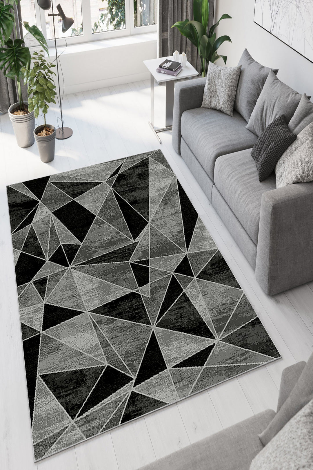 TEPPI W942 gulvtæppe rektangulær grå polyester 120x180