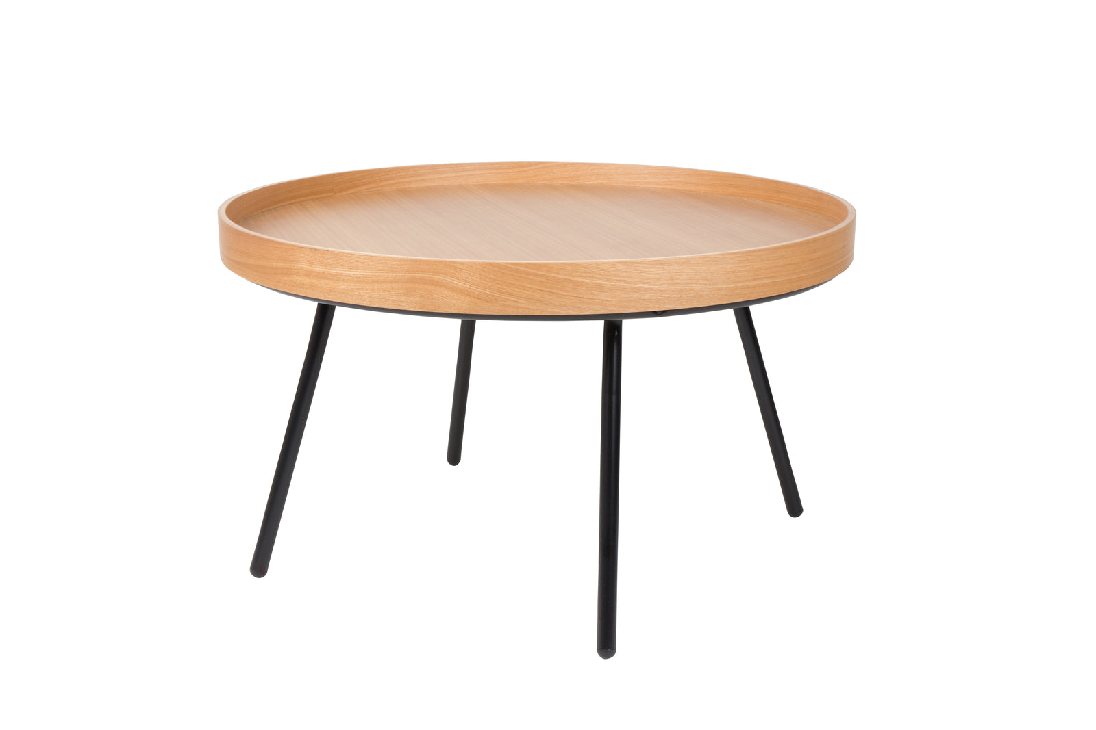 Produktbillede af ZUIVER OAK bakkebord rund natur egetræ og sort stål Ø78 i premium kvalitet