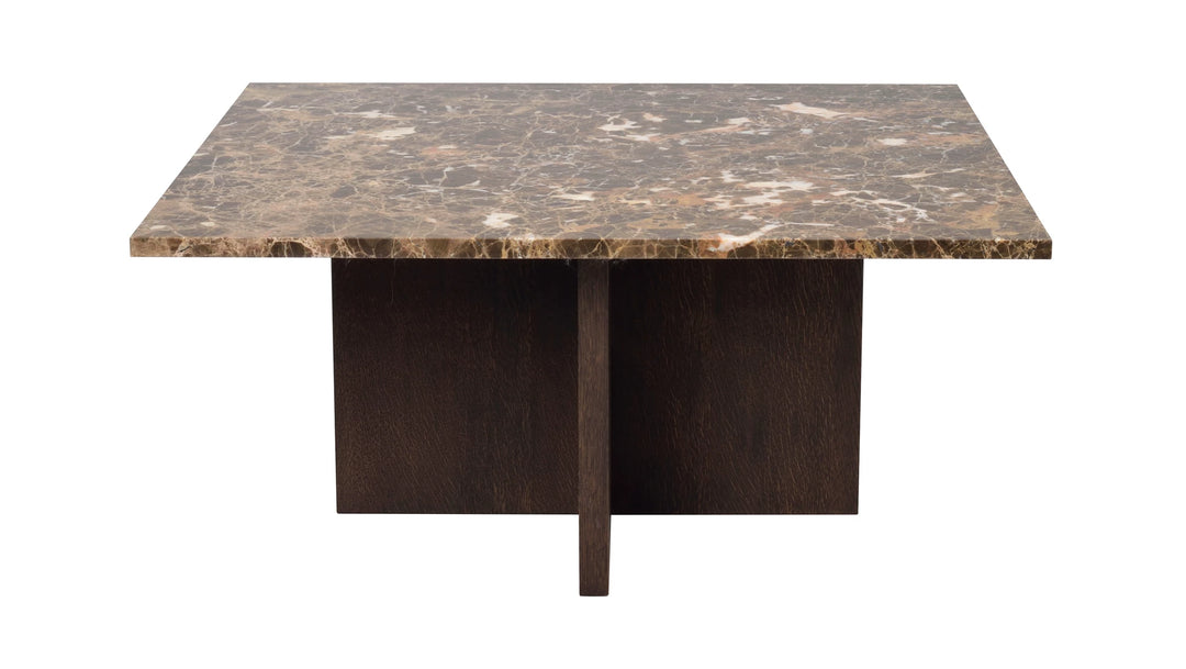ROWICO Brooksville sofabord kvadratisk brun marmor og brun egefinér 90x90