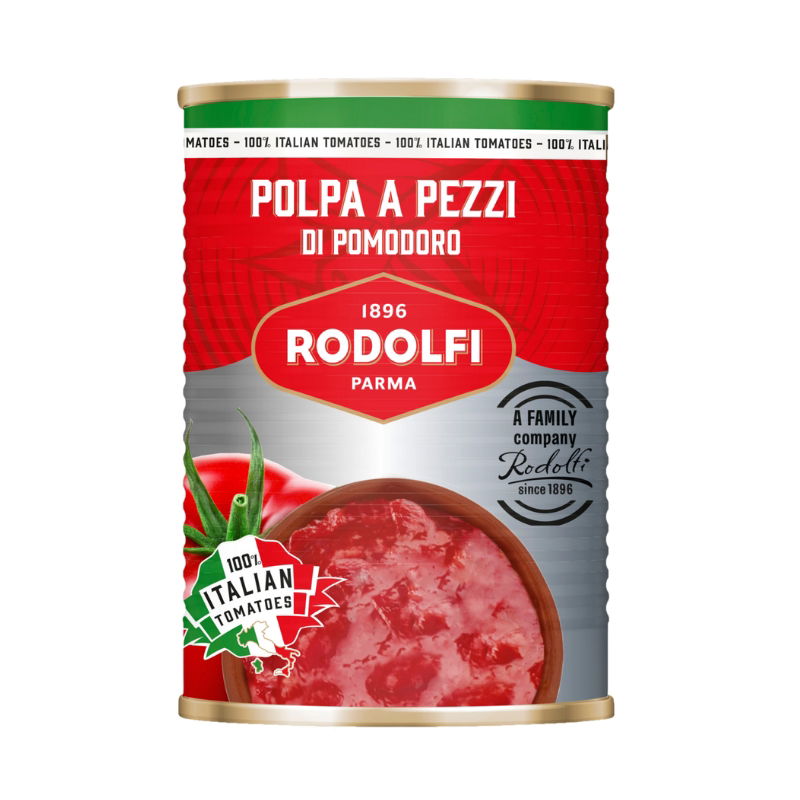 Produktbillede af Rodolfi Polpa a Pezzetti 400g på tilbud i premium kvalitet