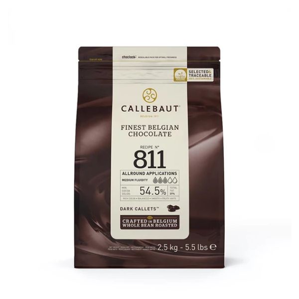 Produktbillede af Mørke Chokoladeovertrukne Knapper 54,5% Barry Callebaut 2,5kg på tilbud – premium kvalitet og detaljer