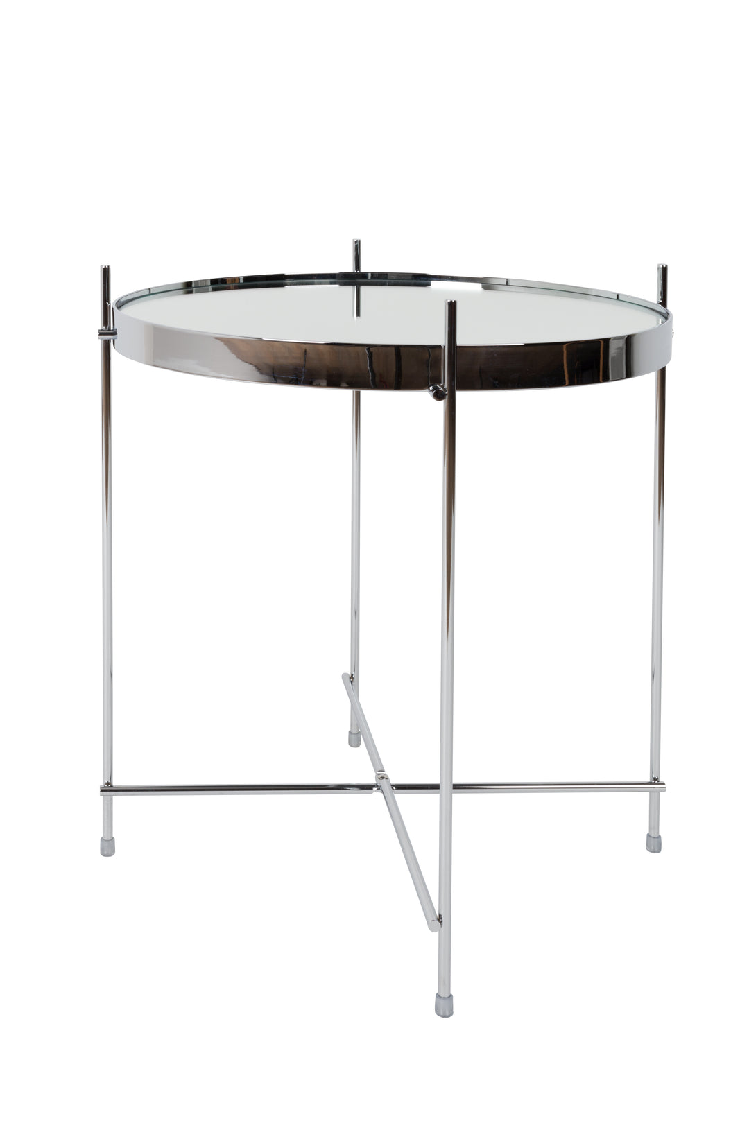 ZUIVER Cupid sidebord S rund sølv glas og sølv metal Ø43