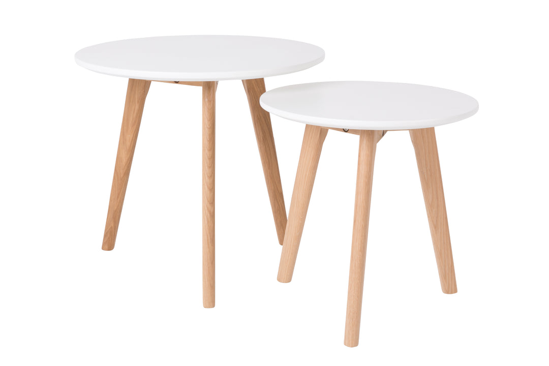 WHITE LABEL LIVING Bodine sidebord hvid og natur træ sæt af 2