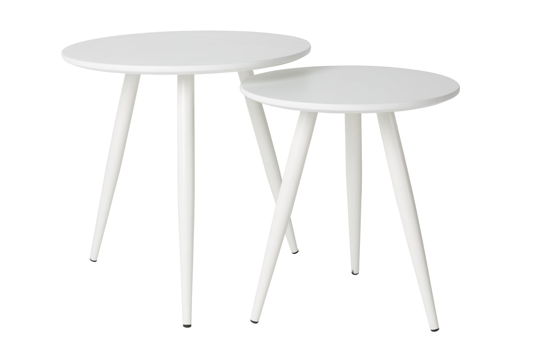 WHITE LABEL LIVING Daven sidebord hvid træ sæt med 2
