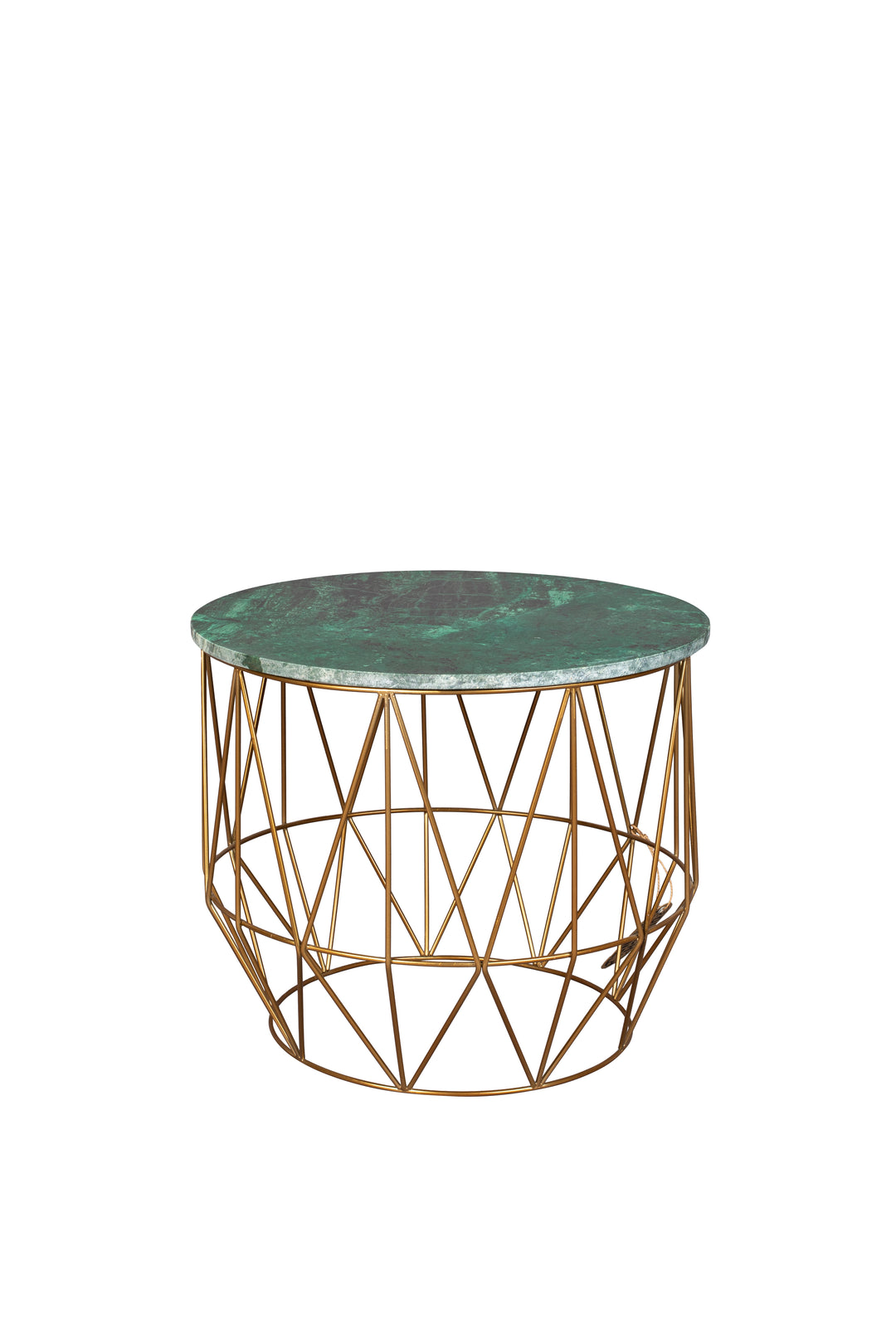 DUTCHBONE Boss sidebord rund grøn marmor og guld jern Ø51
