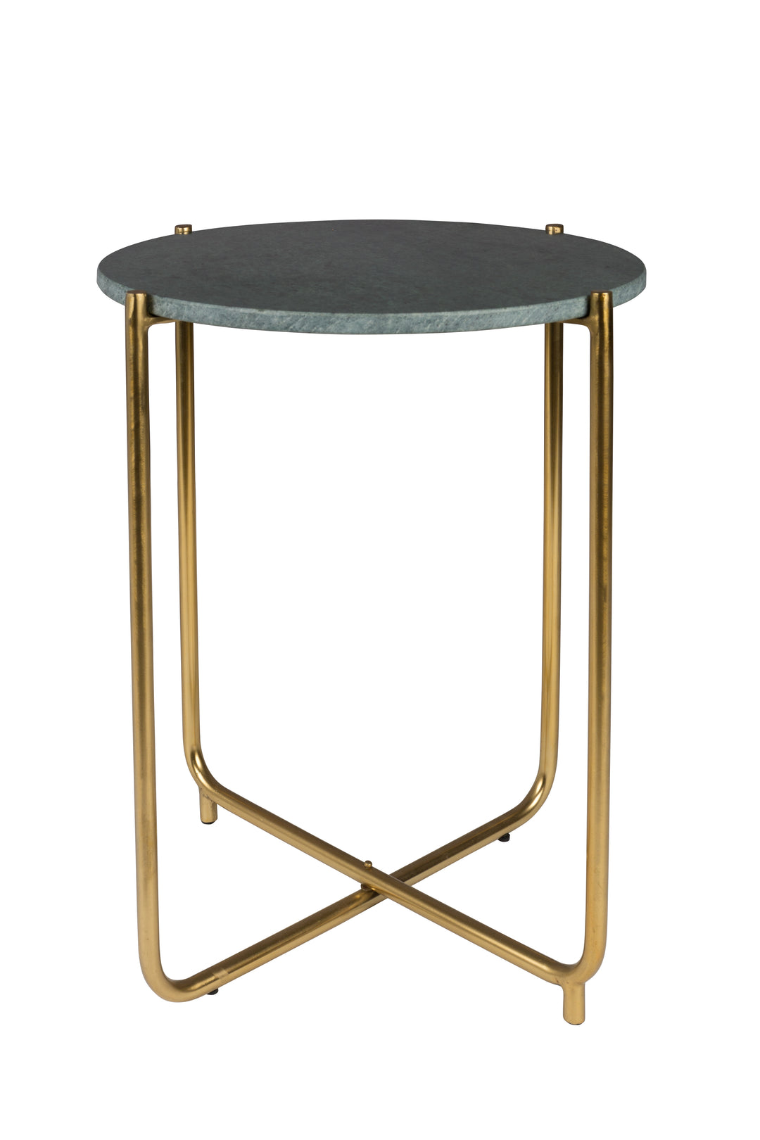WHITE LABEL LIVING Timpa sidebord rund grøn marmor og guld metal Ø44,5