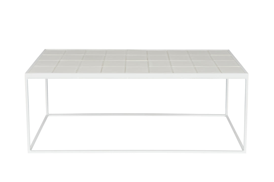 ZUIVER Glazed sofabord rektangulær hvid keramik og jern 93x42.5