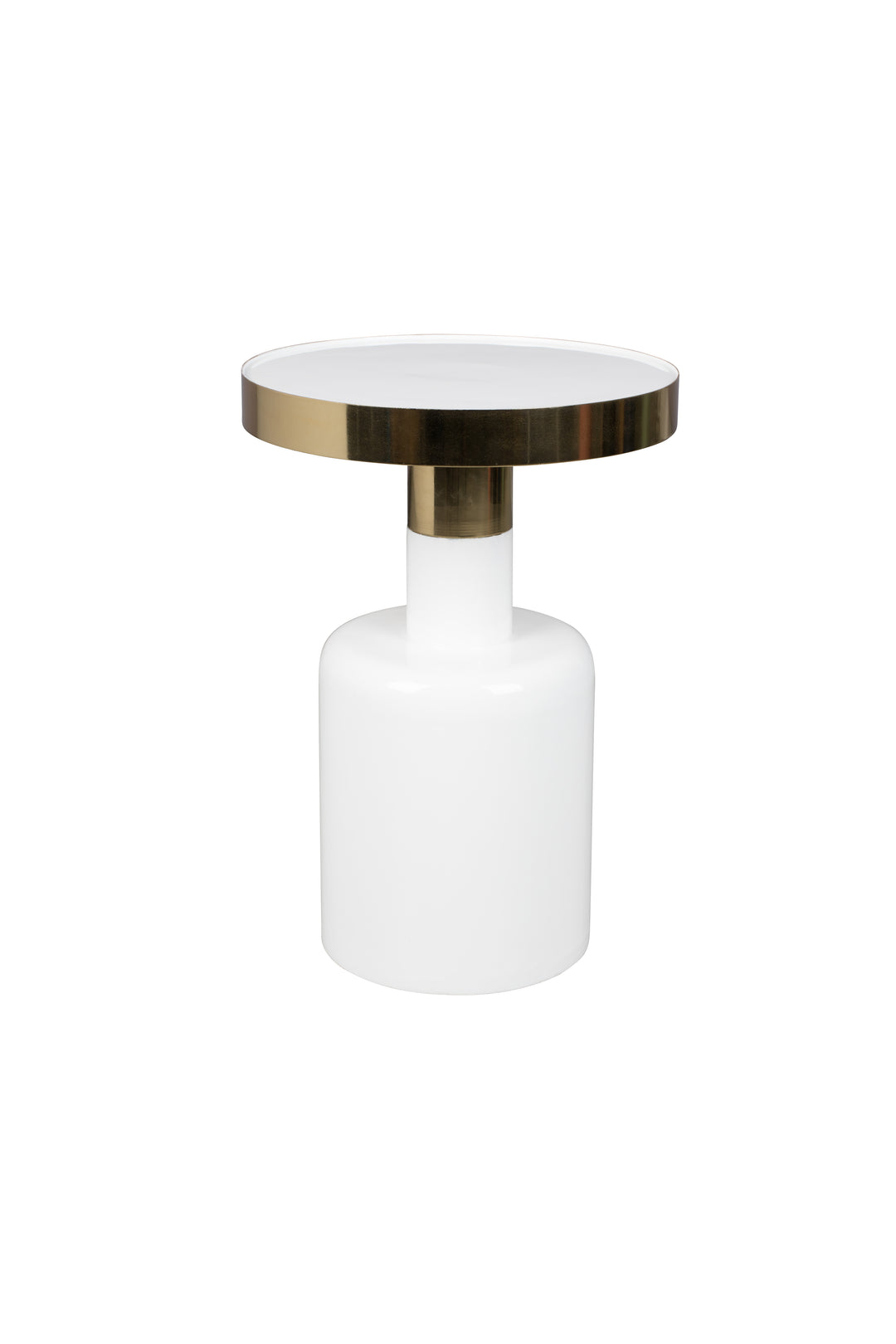 ZUIVER Glam sidebord rund guld stål og hvid emalje jern Ø36