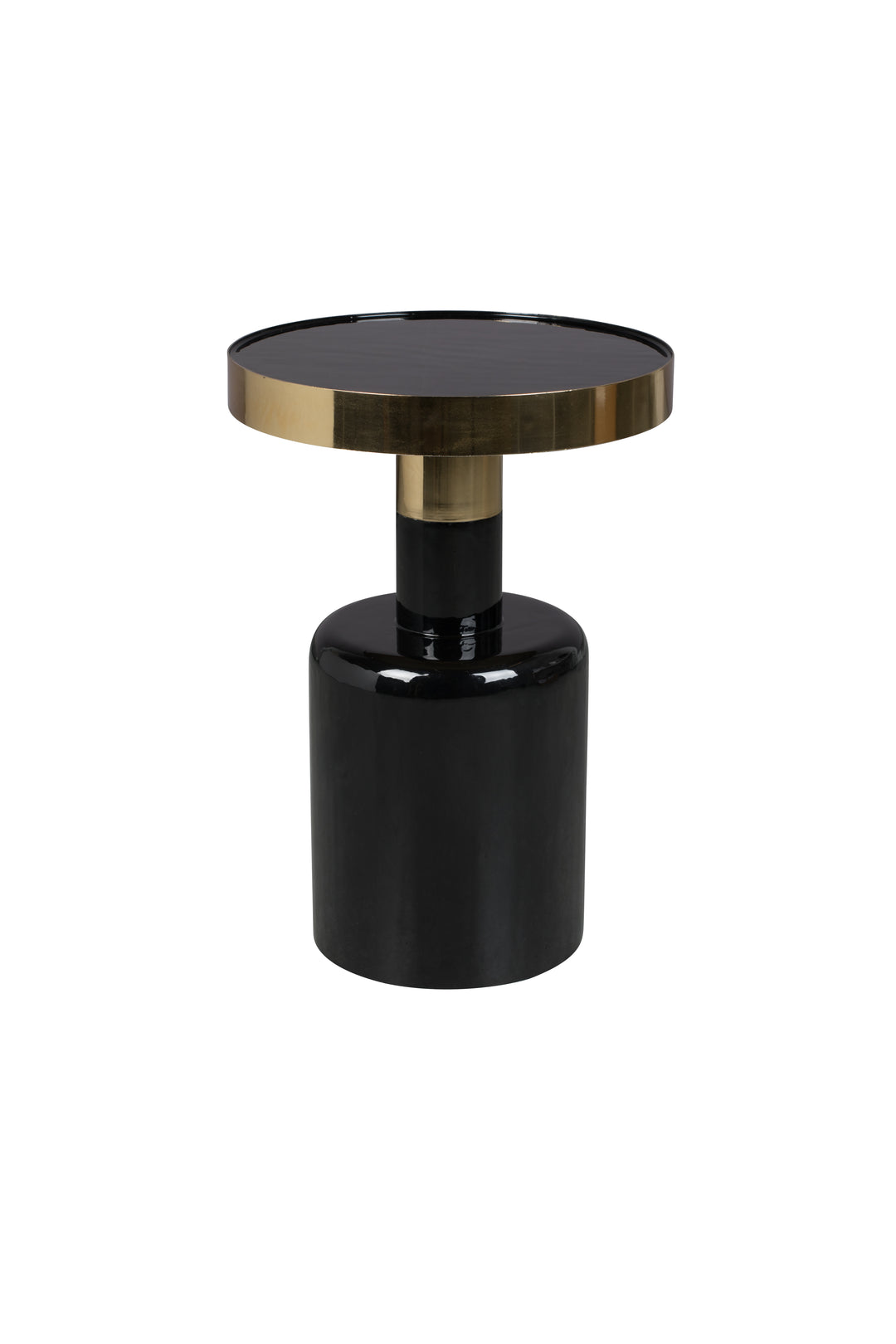 ZUIVER Glam sidebord rund guld stål ogsort emalje jern Ø36