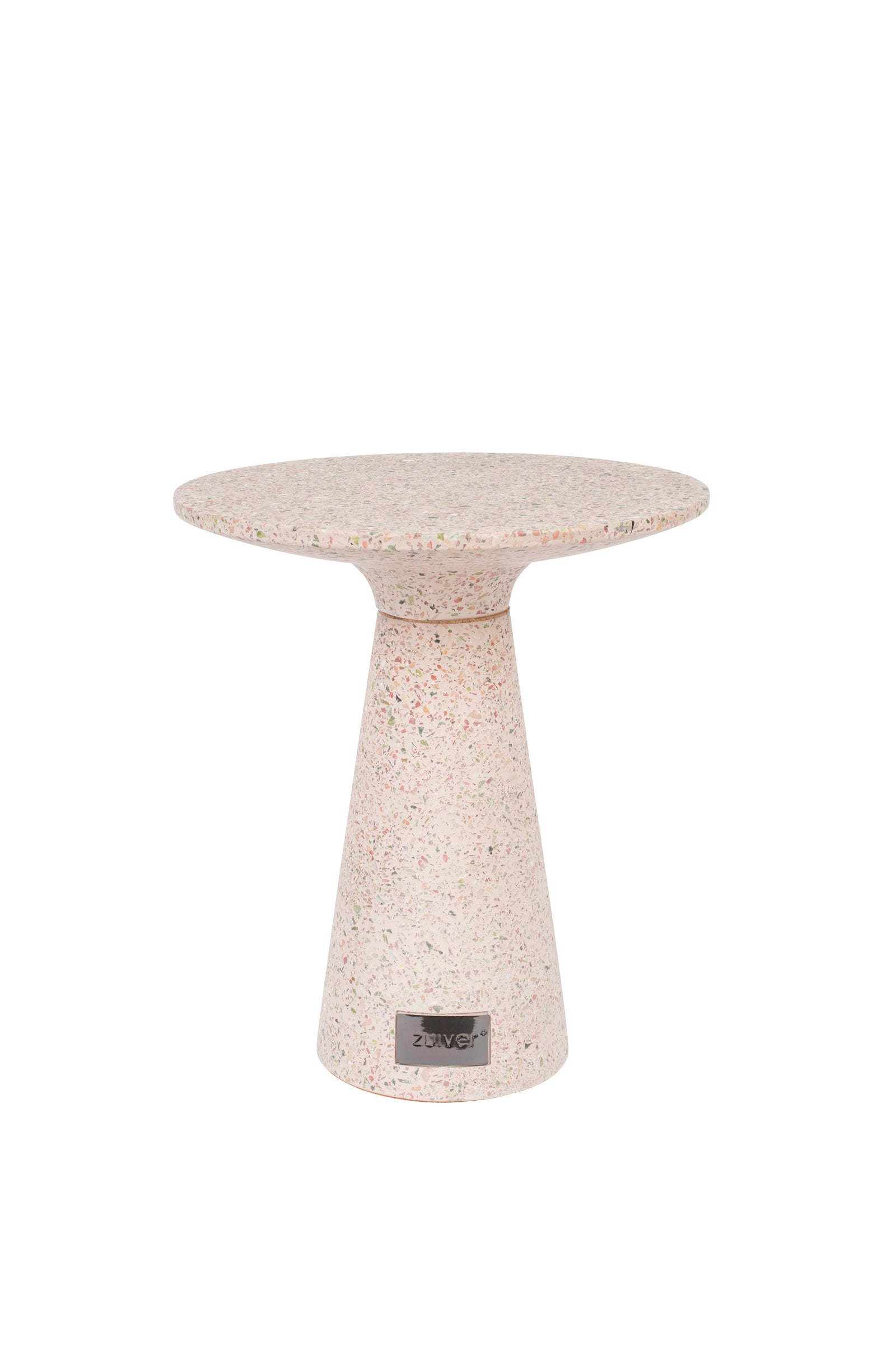 Produktbillede af ZUIVER Victoria sidebord rund lyserød terrazzo Ø41 i premium kvalitet