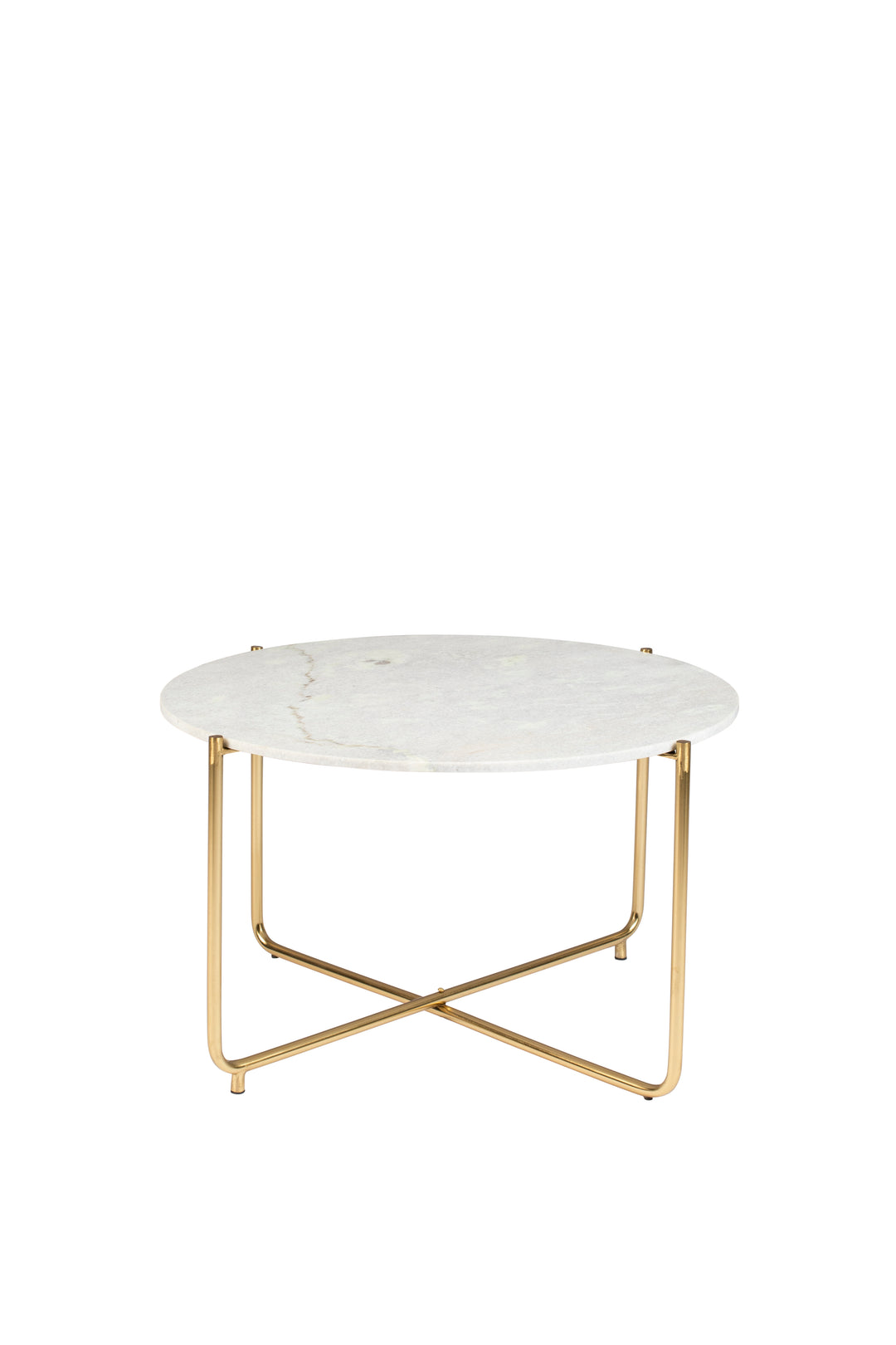 WHITE LABEL LIVING Timpa sofabord rund hvid marmor og guld metal Ø70