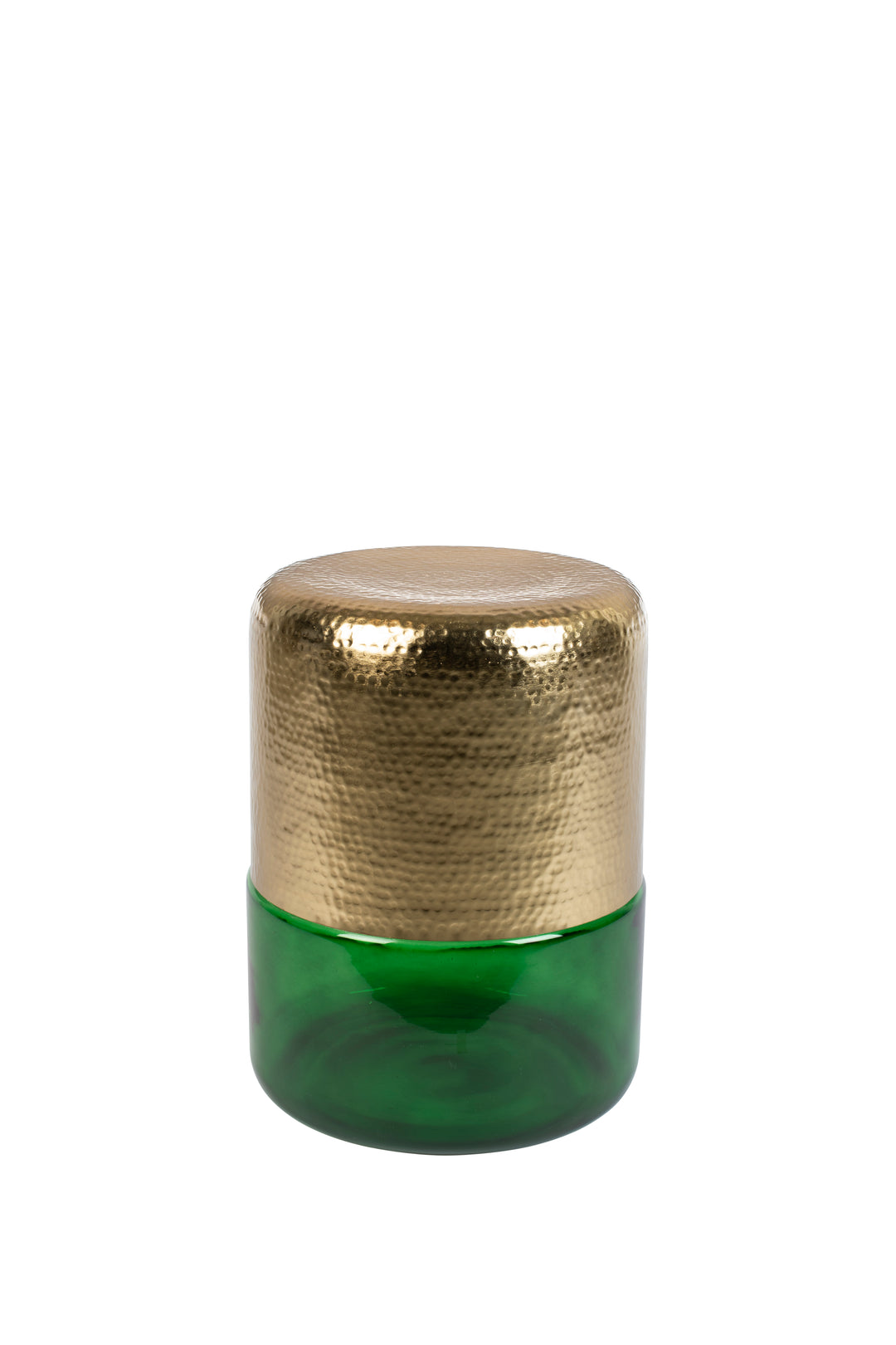 DUTCHBONE Cave sidebord rund messing jern og grøn glas Ø35