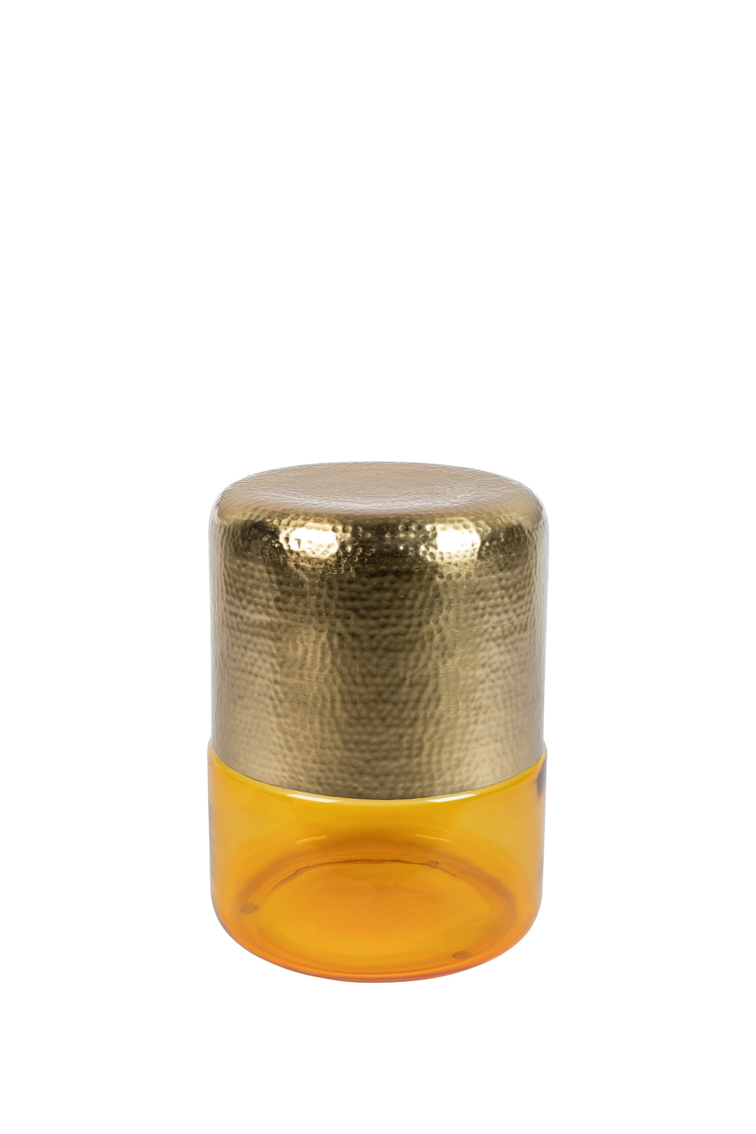 DUTCHBONE Cave sidebord rund messing jern og rav glas Ø35