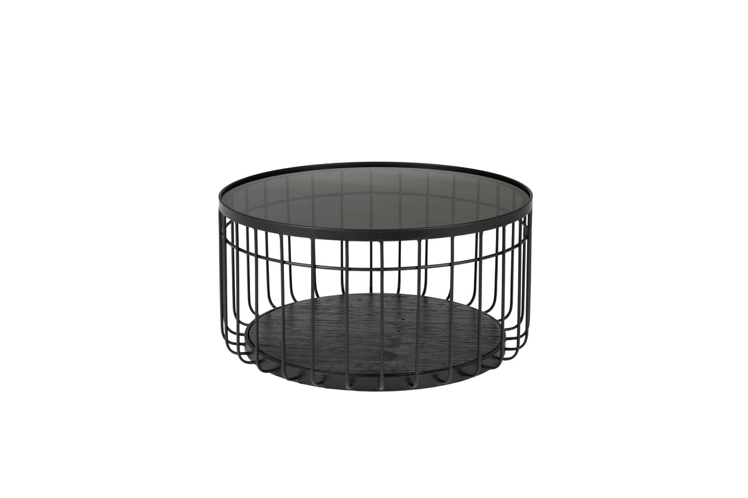 WHITE LABEL LIVING Lance M sofabord rund sort glas og metal Ø60