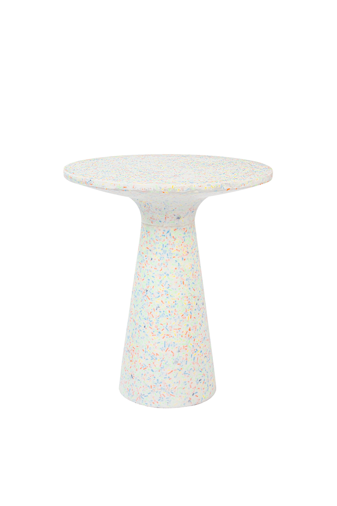 ZUIVER Victoria sidebord M rund multifarvet genbrugt terrazzo Ø40