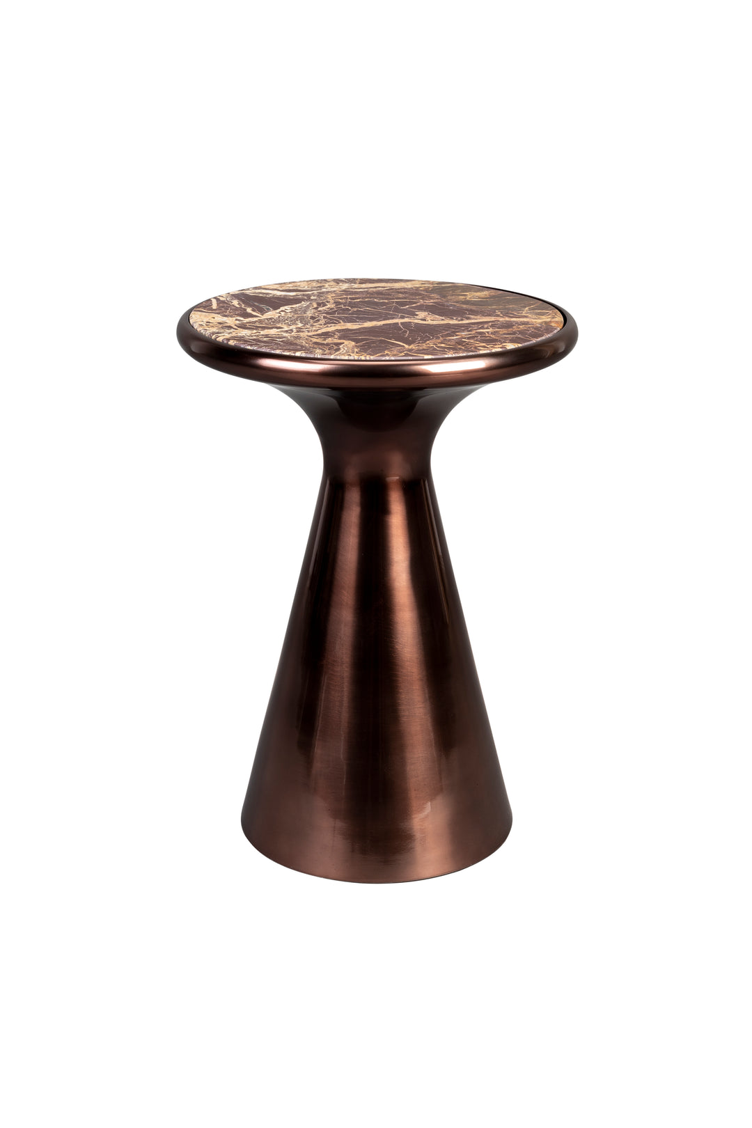 DUTCHBONE Monter sidebord M rund brun marmor og brun aluminium Ø32,5