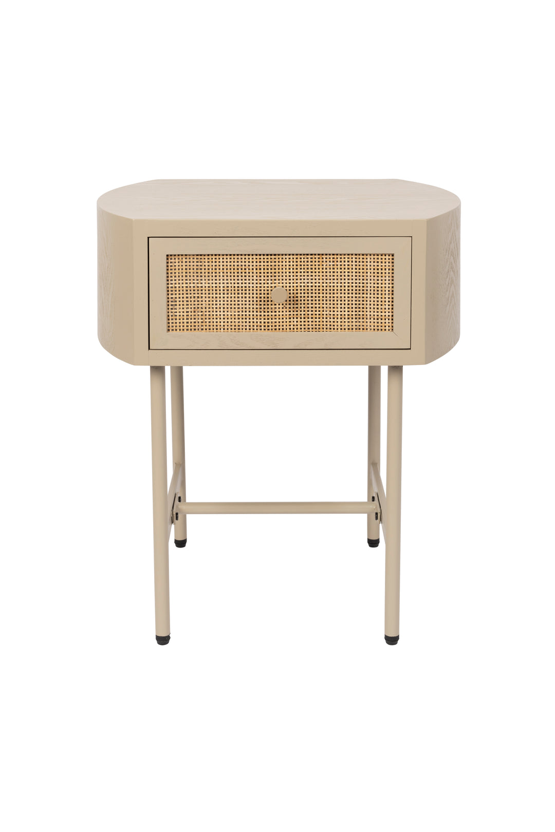 WHITE LABEL LIVING Amaya sidebord m. 1 skuffe beige træ og metal 48x38