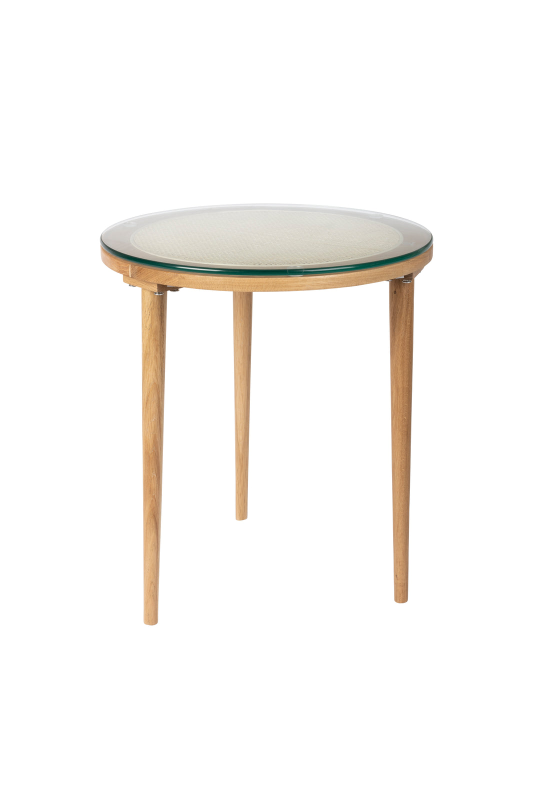 WHITE LABEL LIVING Haru sidebord rund glas og natur egetræ Ø45