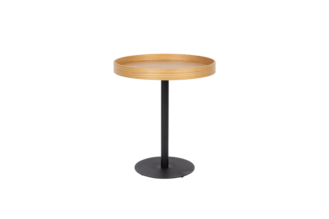 WHITE LABEL LIVING Yuri S sidebord rund natur egefinér og sort jern Ø40