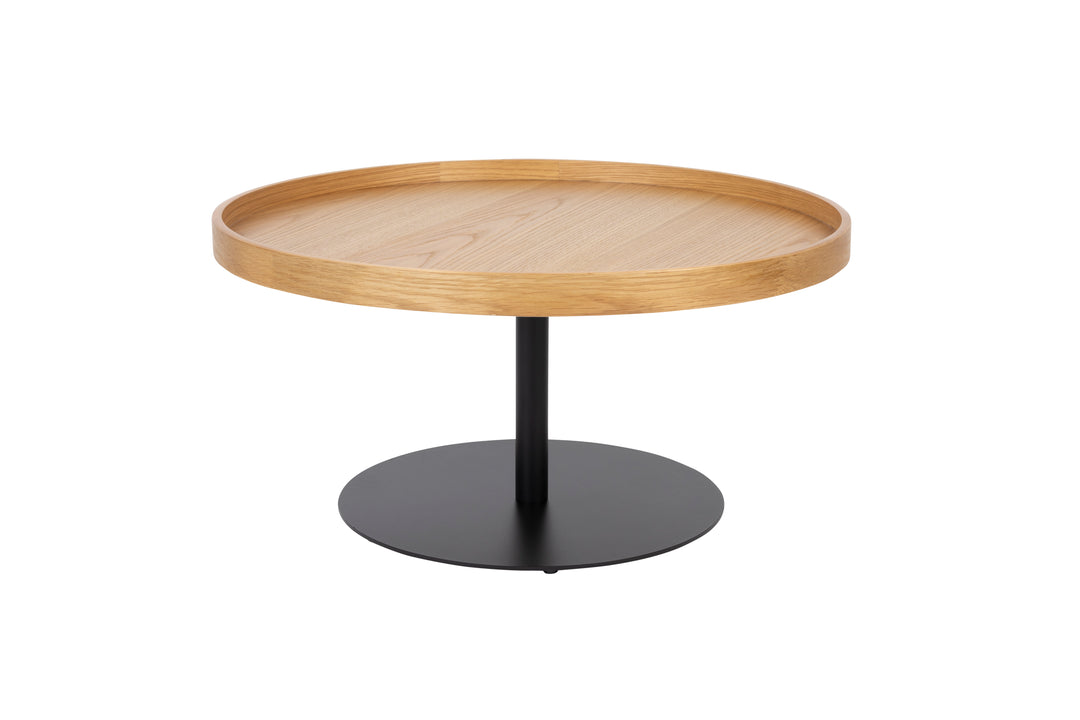 WHITE LABEL LIVING Yuri L sidebord rund natur egefinér og sort jern Ø70
