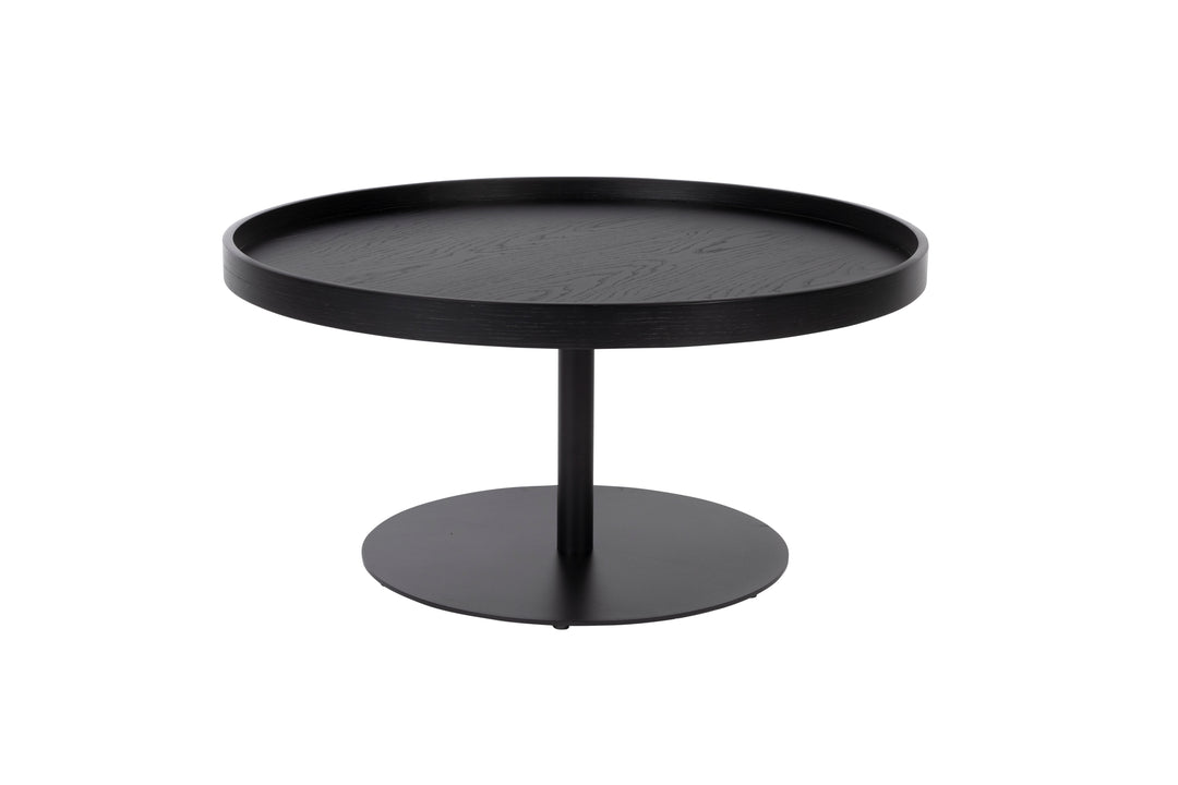 White Label Living WHITE LABEL LIVING Yuri L sidebord rund sort egefinér og sort jern Ø70