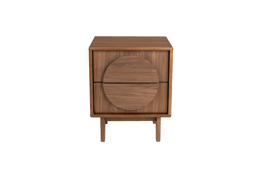 ZUIVER sidebord m. 2 skuffer brun valnøddefinér og asketræ 45x40