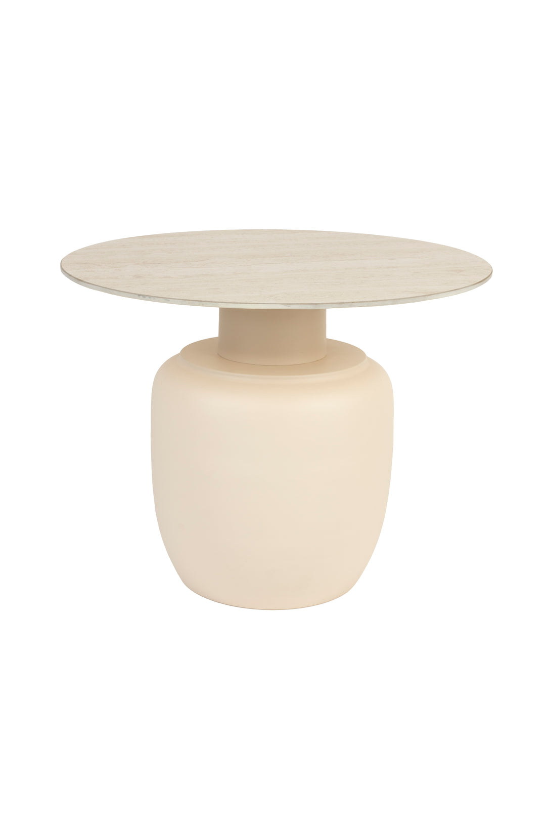 WHITE LABEL LIVING Karula sidebord Høj rund beige keramik/jern Ø60