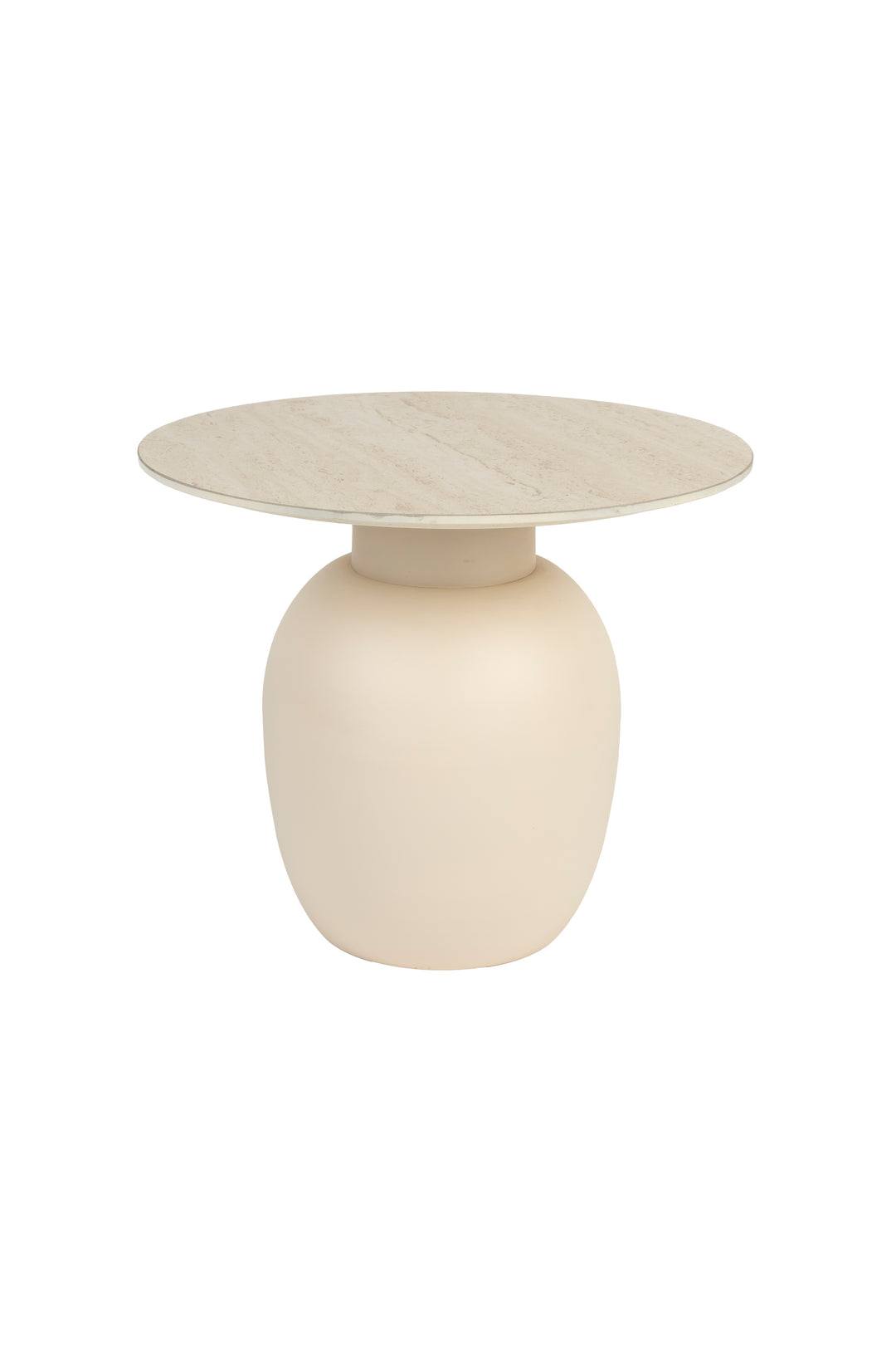 WHITE LABEL LIVING Karula sidebord Lav rund beige keramik/jern Ø50