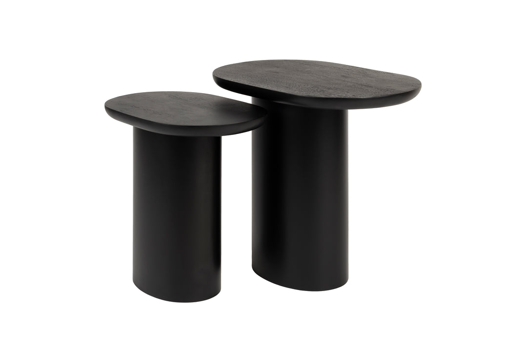 WHITE LABEL LIVING Bela sidebord sort mangotræ og sort jern sæt med 2