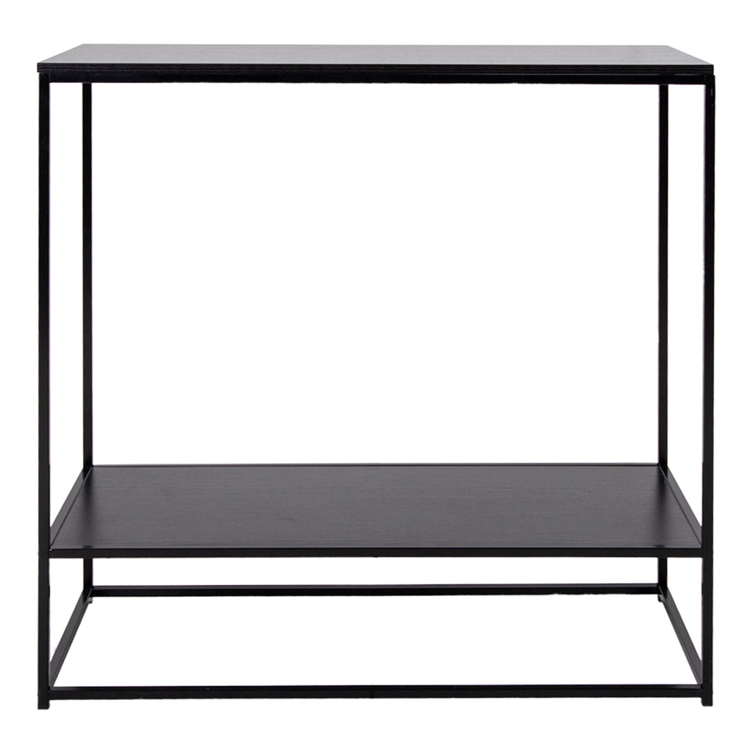 Produktbillede af HOUSE NORDIC rektangulær Vita konsolbord m. hylde sort melamin og stål 80x36 i premium kvalitet