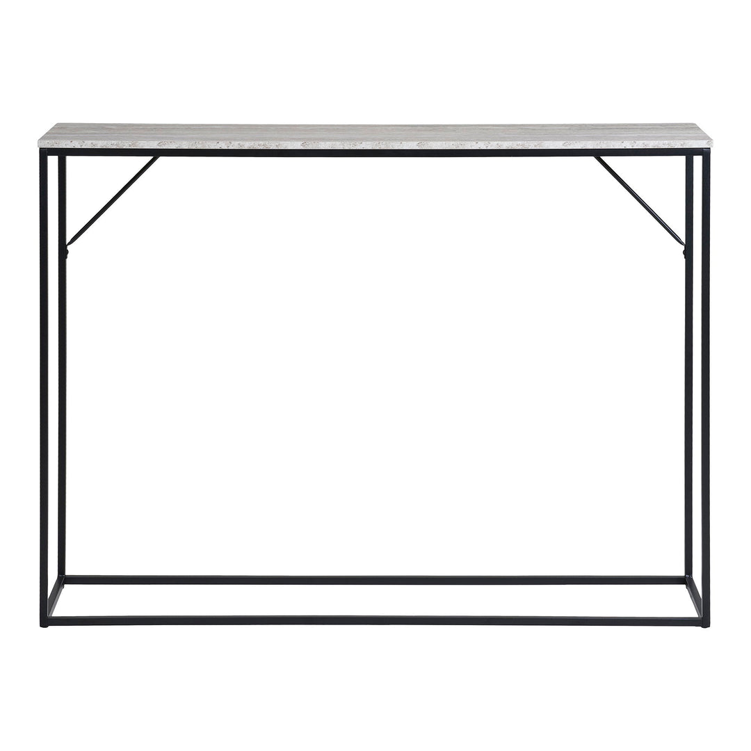HOUSE NORDIC Vita konsolbord rektangulær natur melaminfolie med travertin look/sort stål 110x26