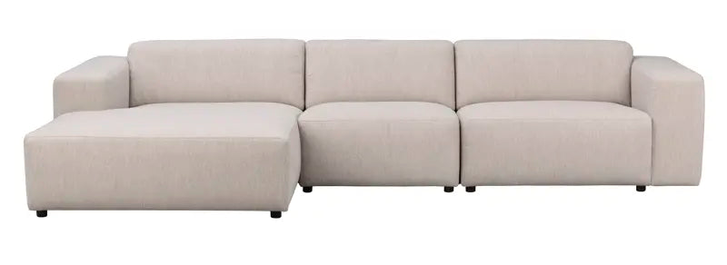 ROWICO Willard 4 pers. modul sofa m. venstre chaiselong lys beige stof