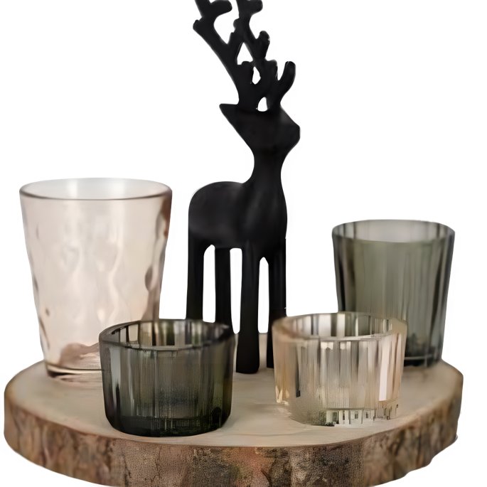 Produktbillede af Glasstager Træplade Gaveæske Inkl. Rensdyrdeco på tilbud i premium kvalitet