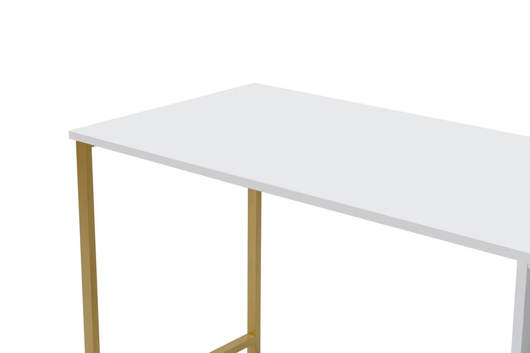 NORDVÄRK Twin dobbelt skrivebord m. 2 rum hvid melamin og guld metal 240x60