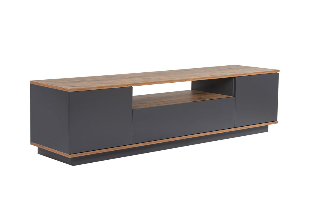 NORDVÄRK Veramont TV-bord m. 3 låger 1 hylde antracit og atlantisk fyrretræ melamin 180x44,5