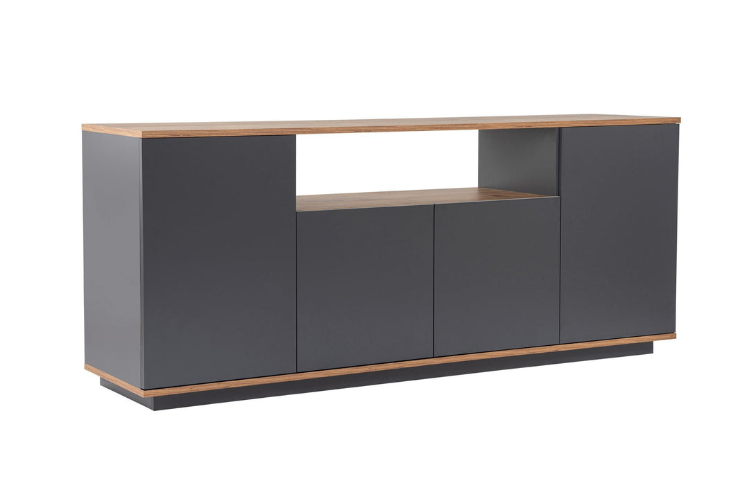 NORDVÄRK Arista skænk m. 4 låger 2 hylder antracit og atlantisk fyrretræ melamin 180x44,5