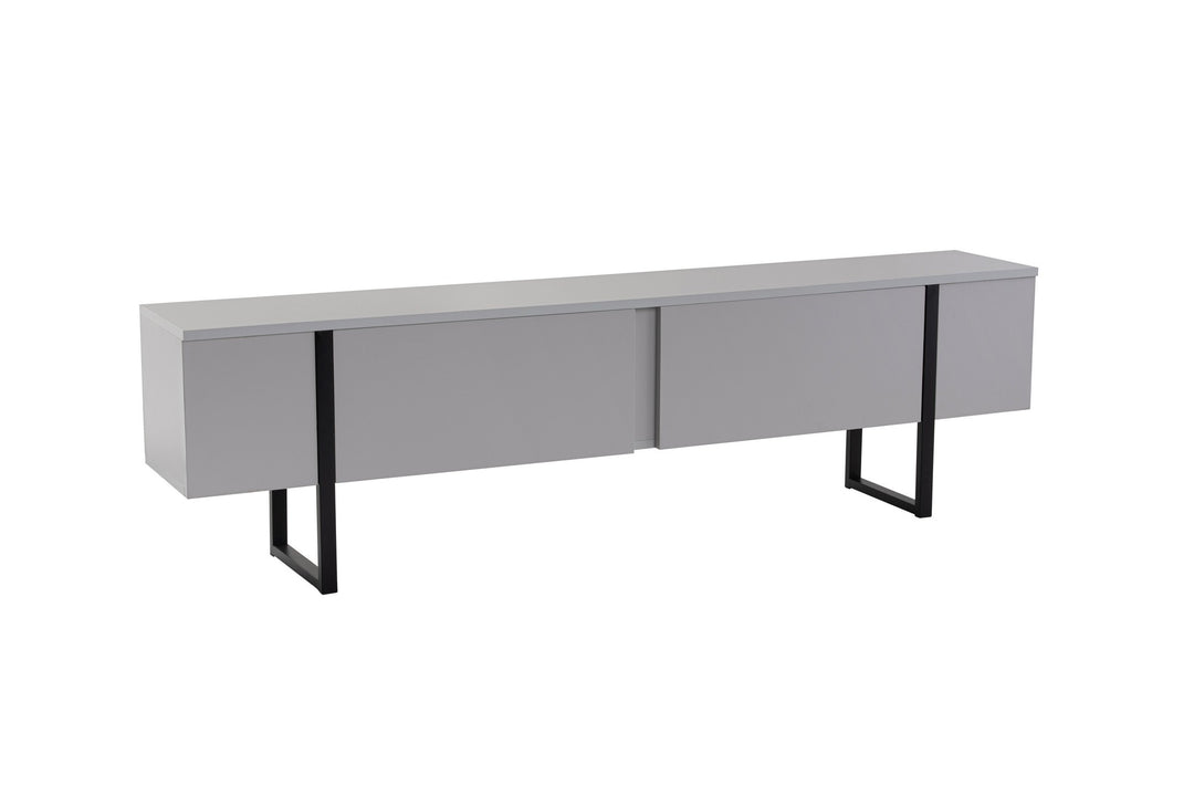 NORDVÄRK Serenity TV-bord m. 2 låger grå melamin og sort 180x29,5