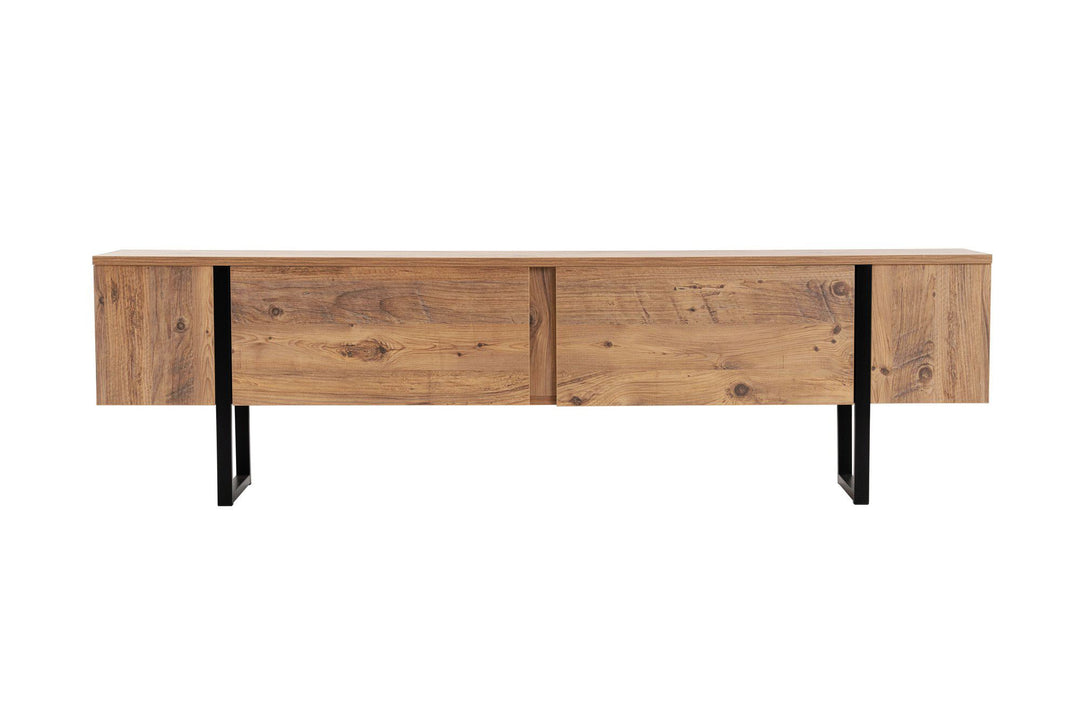 NORDVÄRK Serenity TV-bord m. 2 låger Atlantic Pine melamin og sort 180x29,5