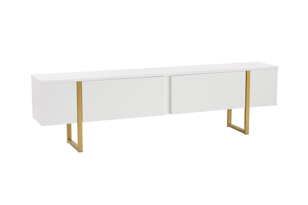 NORDVÄRK Serenity TV-bord m. 2 låger hvid melamin og guld 180x29,5