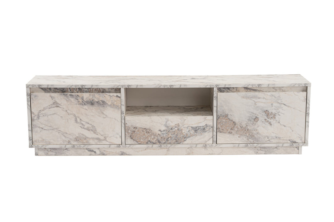 NORDVÄRK Vanguard TV-bord m. 3 låger og 1 rum Fressia marmor melamin 160x29,5