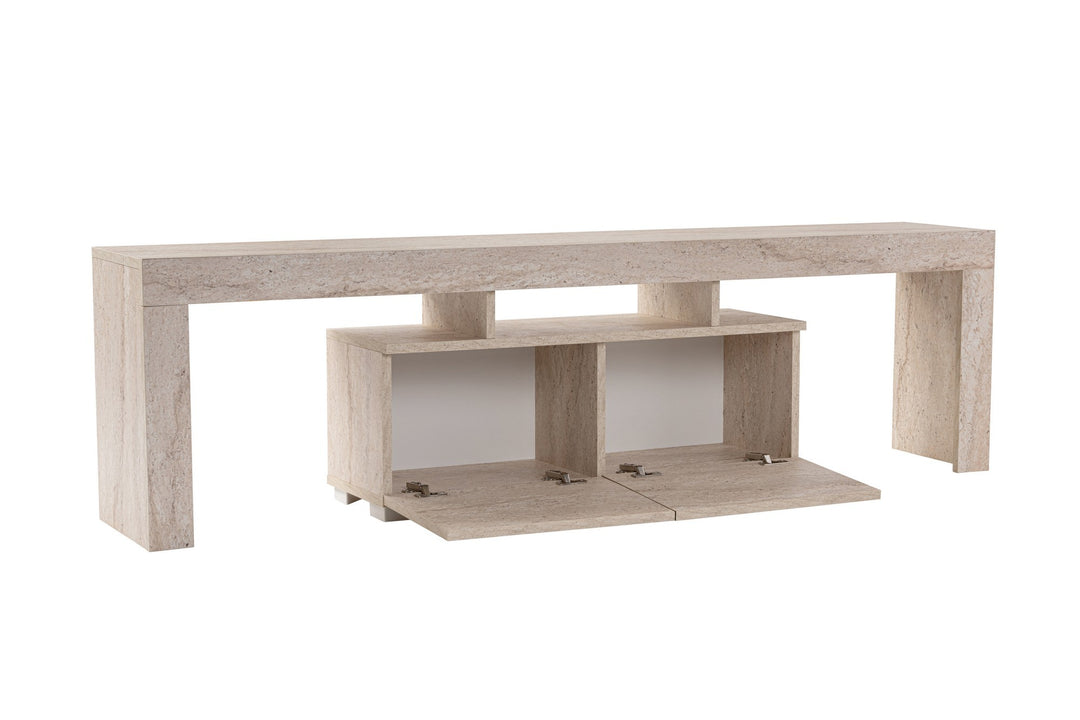 NORDVÄRK Enclave TV-bord m. 2 låger og 3 åbne rum travertin melamin 180x31,3