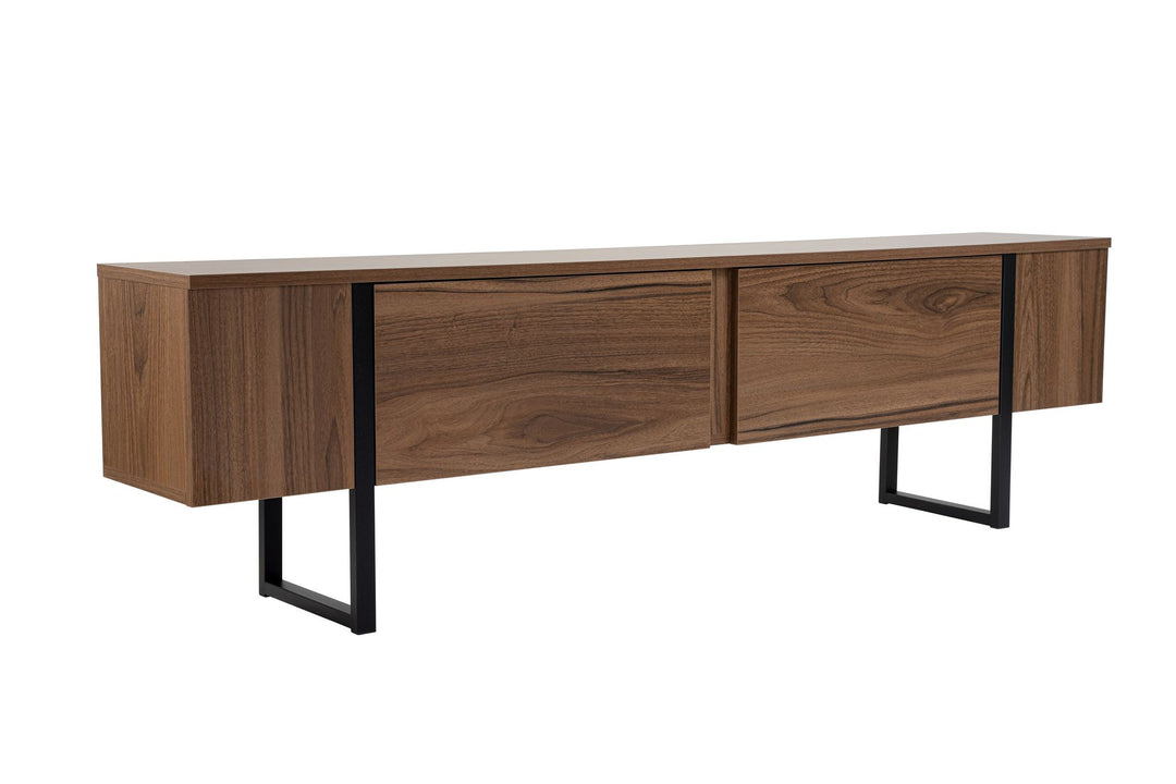 NORDVÄRK Serenity TV-bord m. 2 låger valnødfarvet melamin og sort 180x29,5