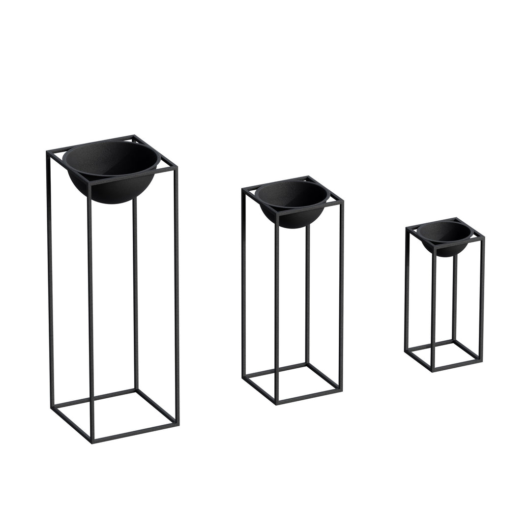 NORDVÄRK GED-019 blomsterstander sort metal sæt med 3