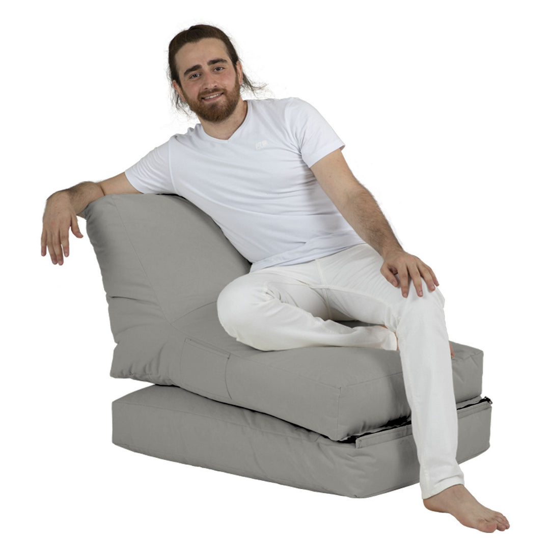 NORDVÄRK Siesta udendørs sækkestol/liggestol foldbar/forlængelse rektangulær røgfarvet polyester