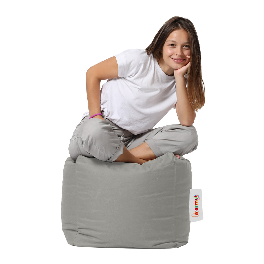 NORDVÄRK udendørs puf kvadratisk røgfarvet polyester 45x45
